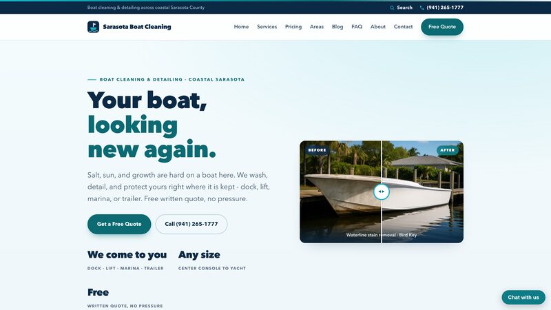 Sarasota Boat Cleaning homepage
