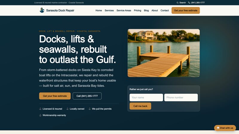 Sarasota Dock Repair homepage