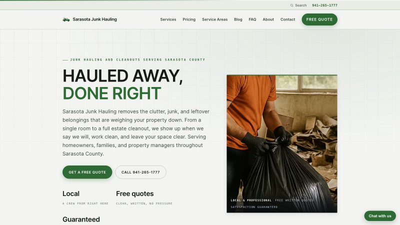 Sarasota Junk Hauling homepage