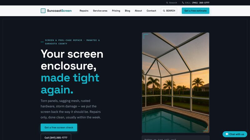 Suncoast Screen homepage